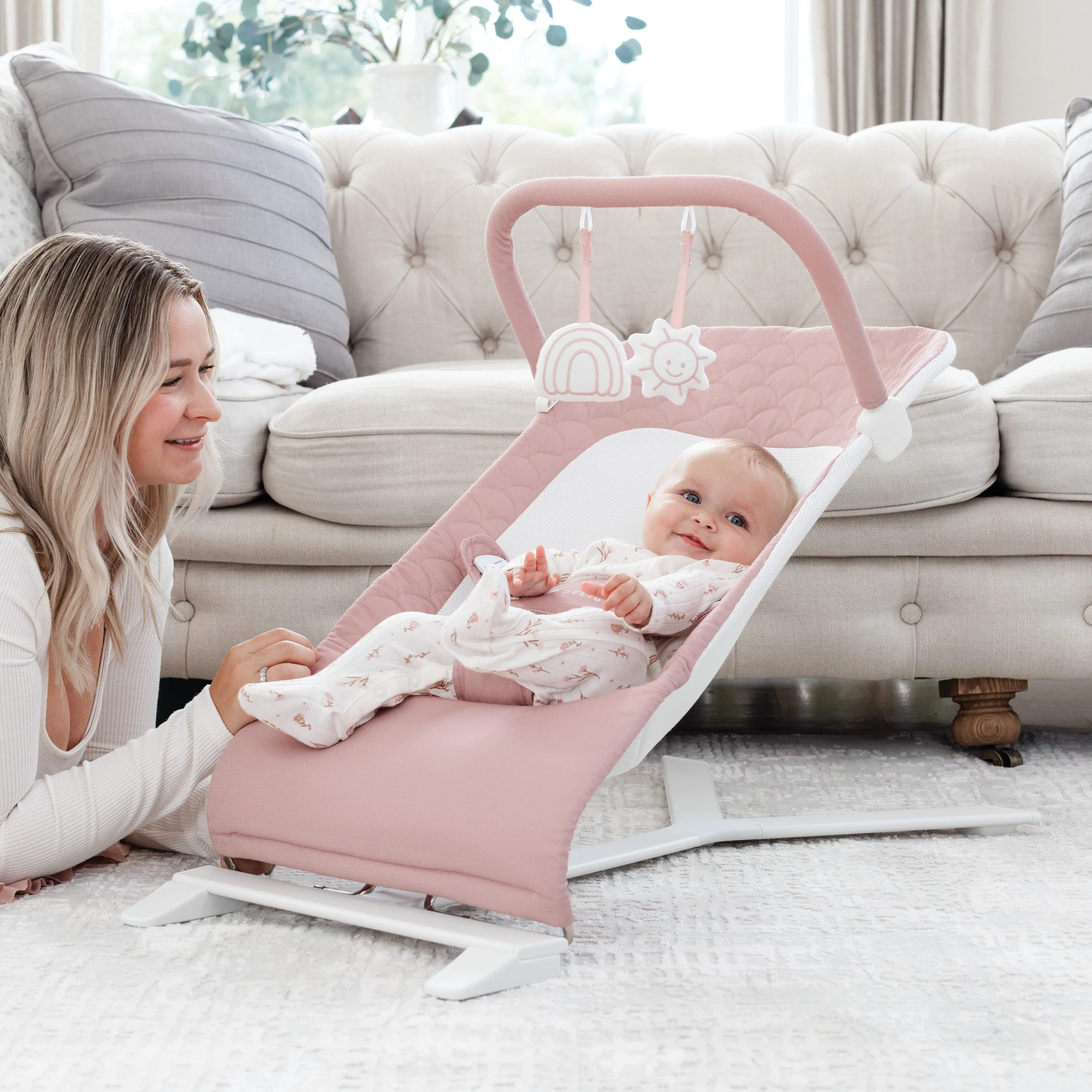 Alpine Organic Deluxe Portable Bouncer - Organic Rose