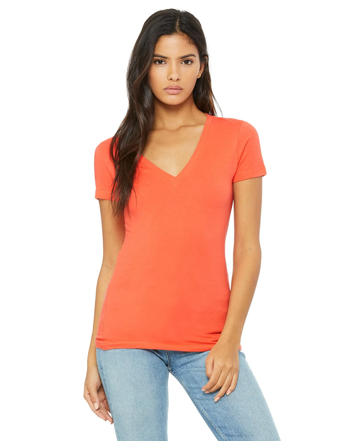 Bella   Canvas Ladies' Jersey Short-Sleeve Deep V-Neck T-Shirt