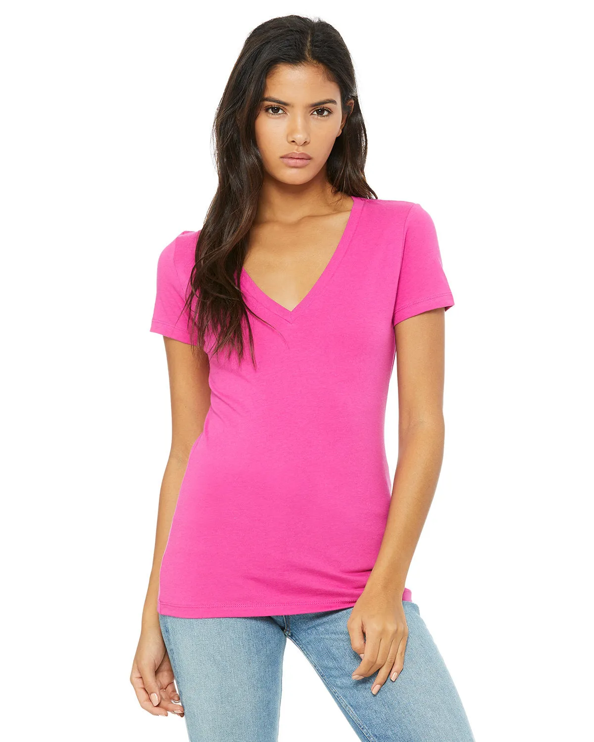 Bella   Canvas Ladies' Jersey Short-Sleeve Deep V-Neck T-Shirt