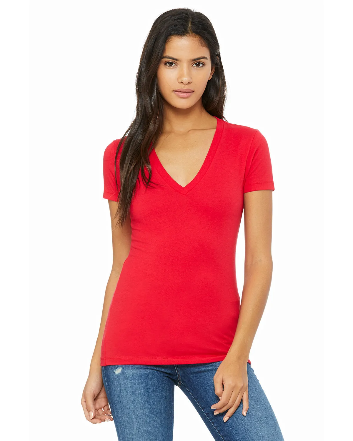 Bella   Canvas Ladies' Jersey Short-Sleeve Deep V-Neck T-Shirt