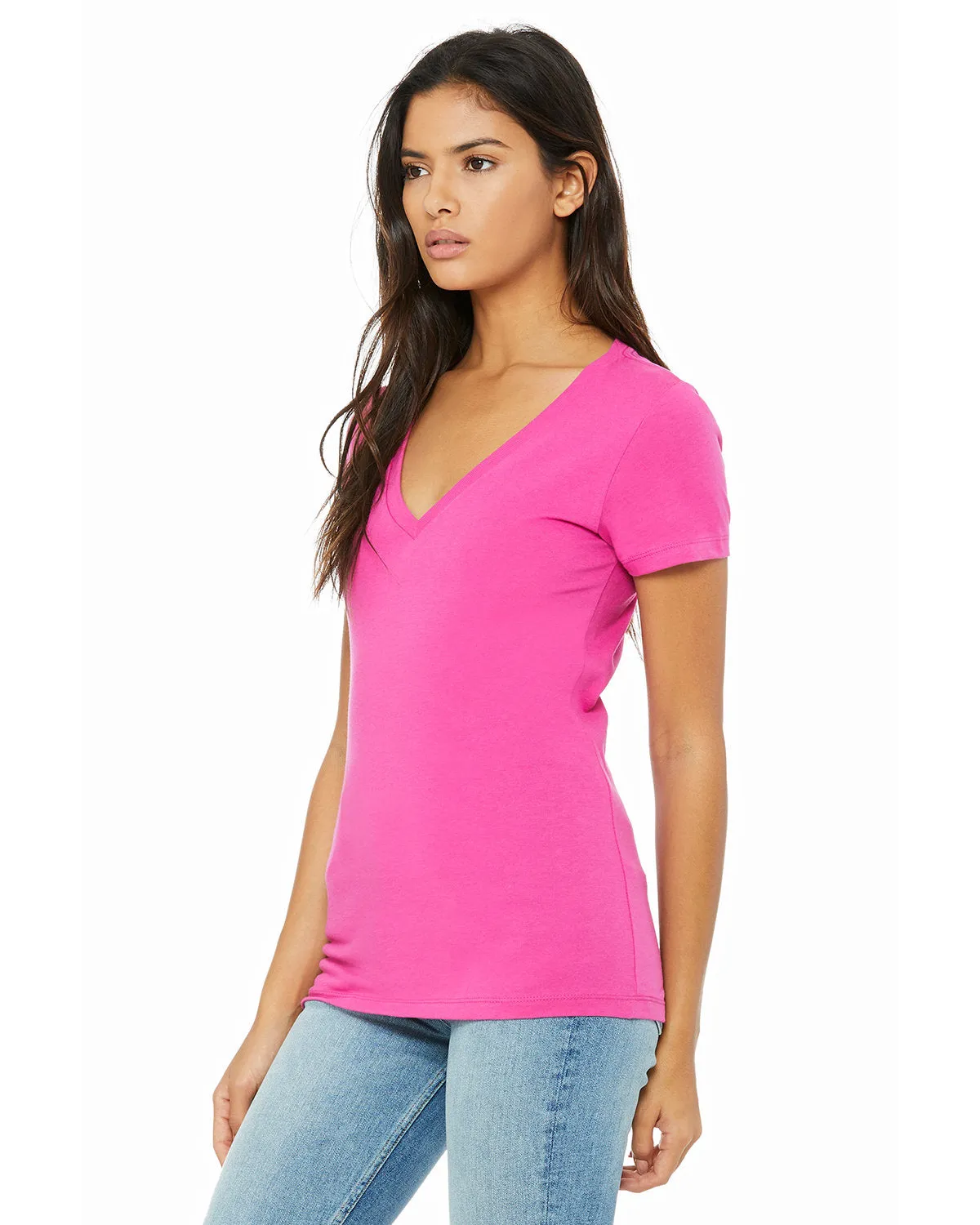 Bella   Canvas Ladies' Jersey Short-Sleeve Deep V-Neck T-Shirt