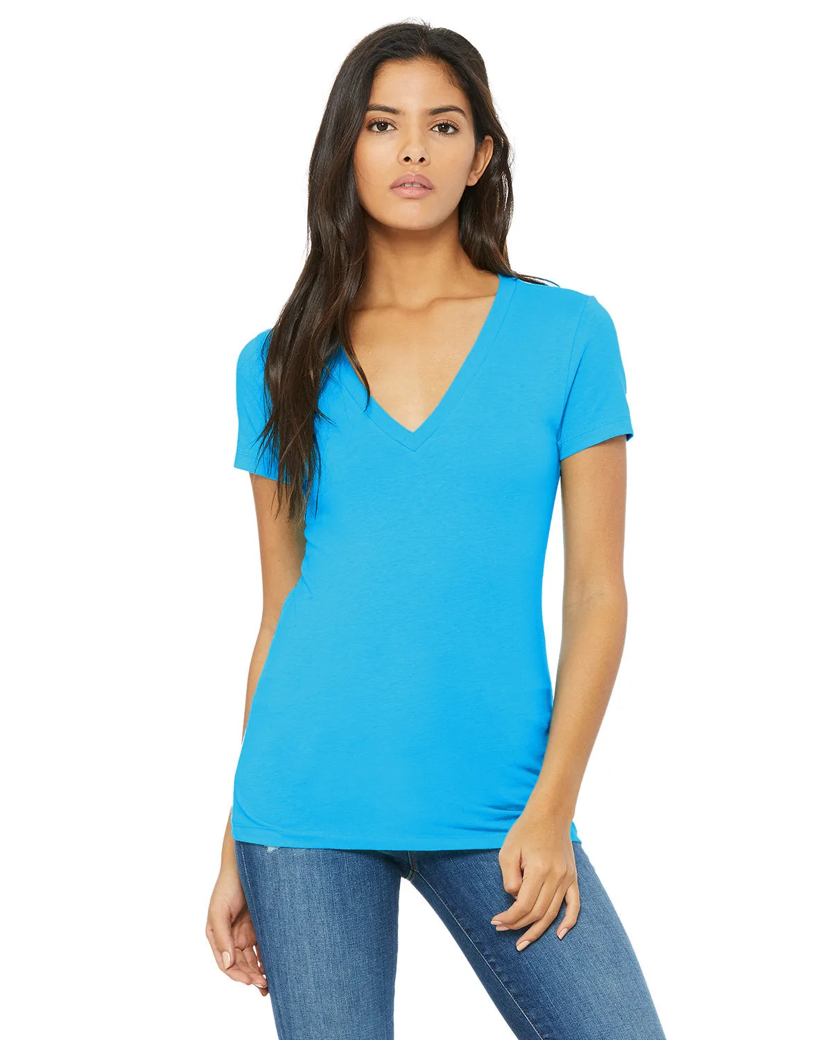 Bella   Canvas Ladies' Jersey Short-Sleeve Deep V-Neck T-Shirt