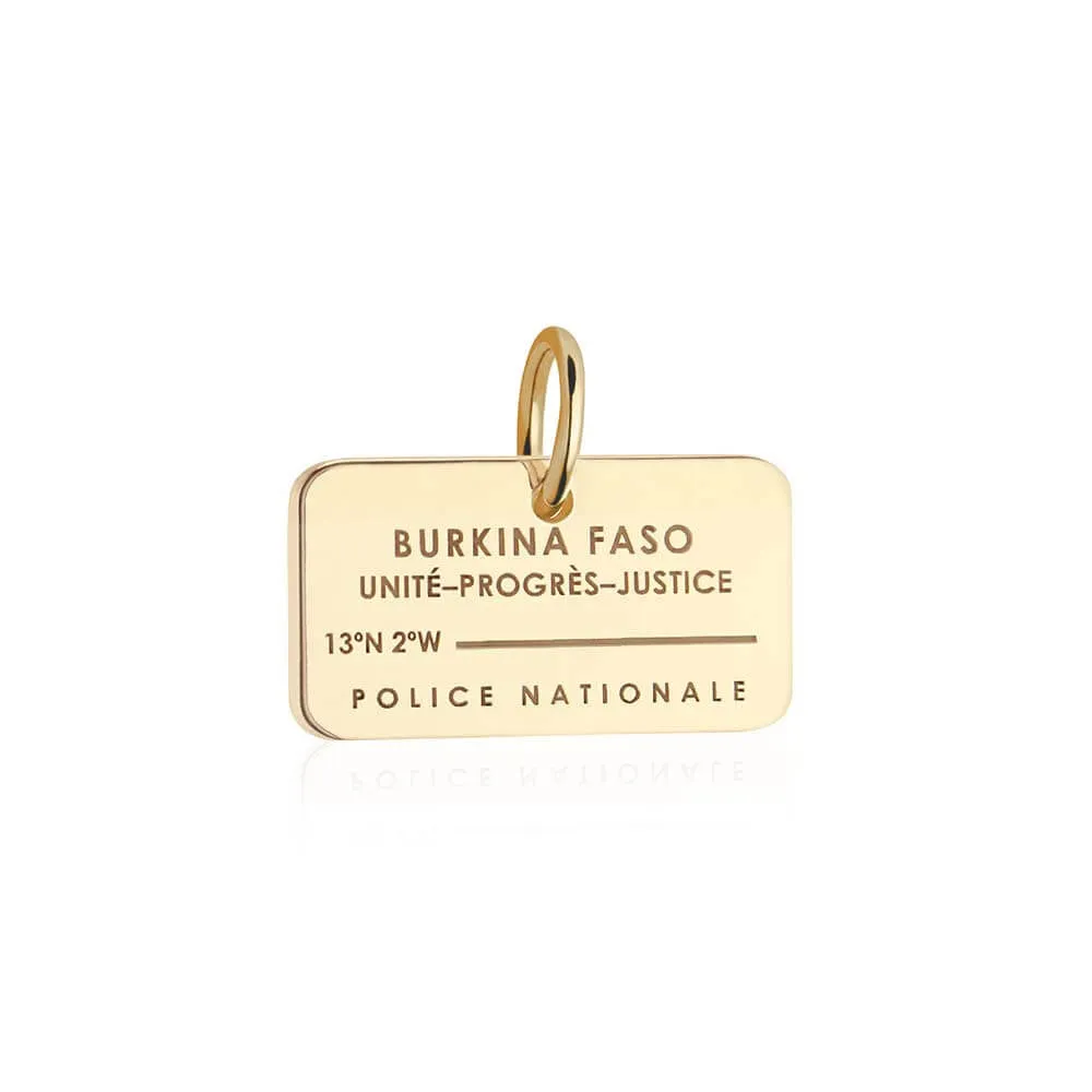 Burkina Faso Passport Stamp Charm Solid Gold