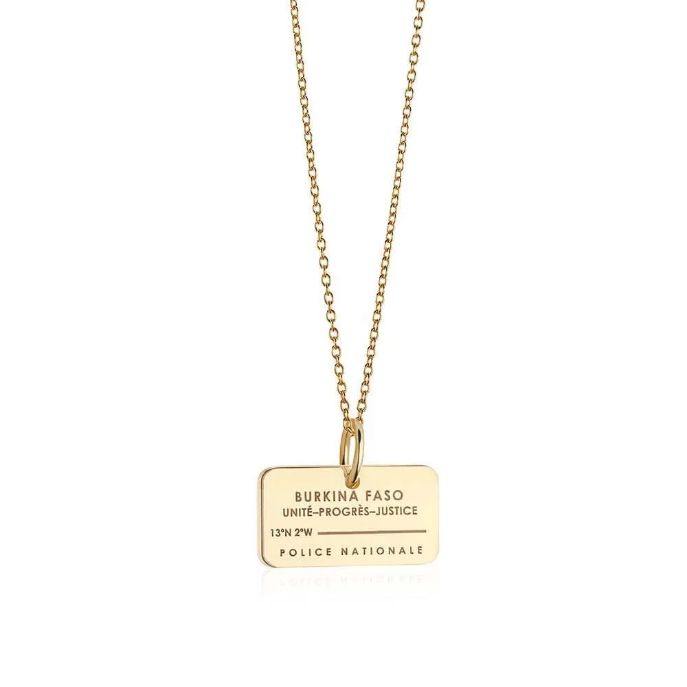 Burkina Faso Passport Stamp Charm Solid Gold