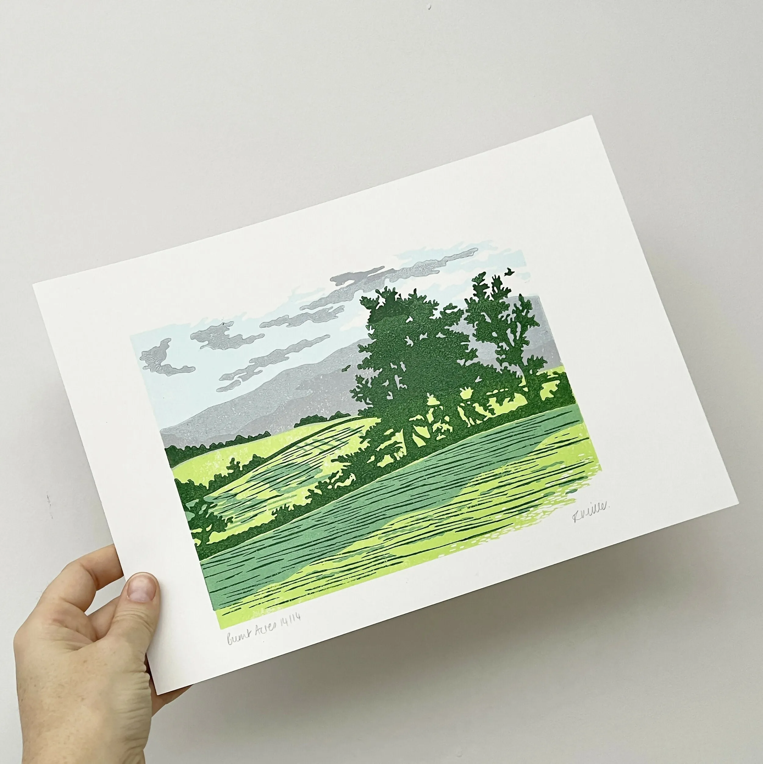 Burnt Acres - Linocut Print