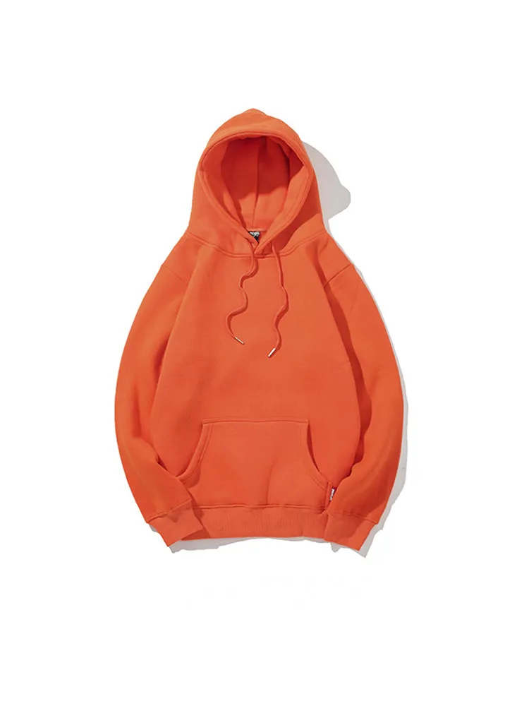 Casual Solid Color Pocket Brushed Hoodie