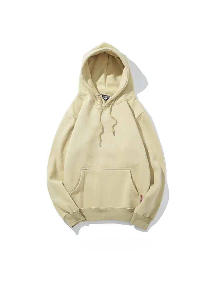 Casual Solid Color Pocket Brushed Hoodie