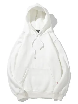 Casual Solid Color Pocket Brushed Hoodie