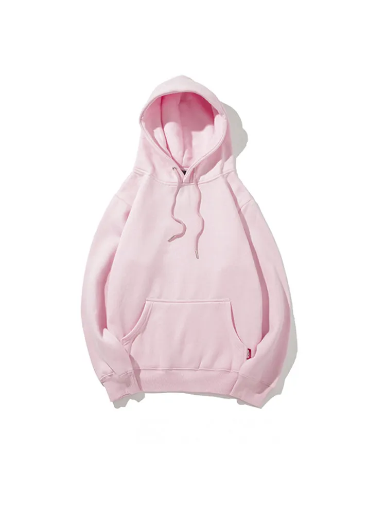 Casual Solid Color Pocket Brushed Hoodie