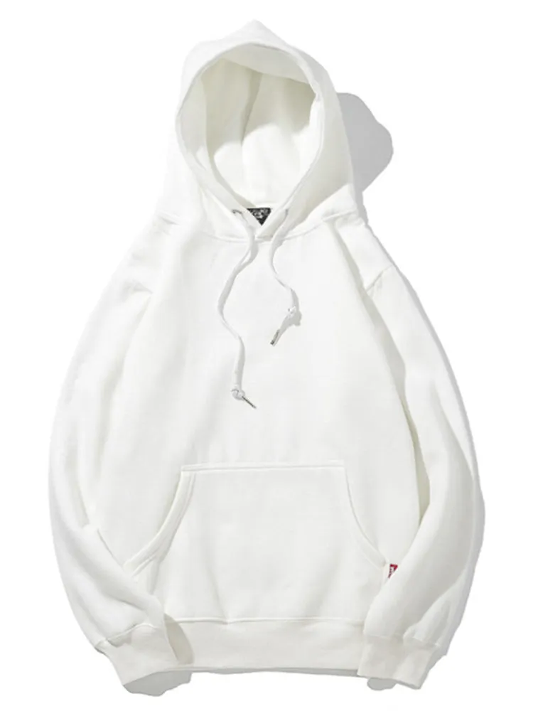 Casual Solid Color Pocket Brushed Hoodie