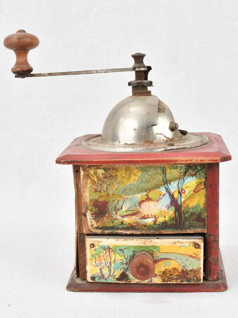 Coffee grinder, hand-painted, French, 19th-century
