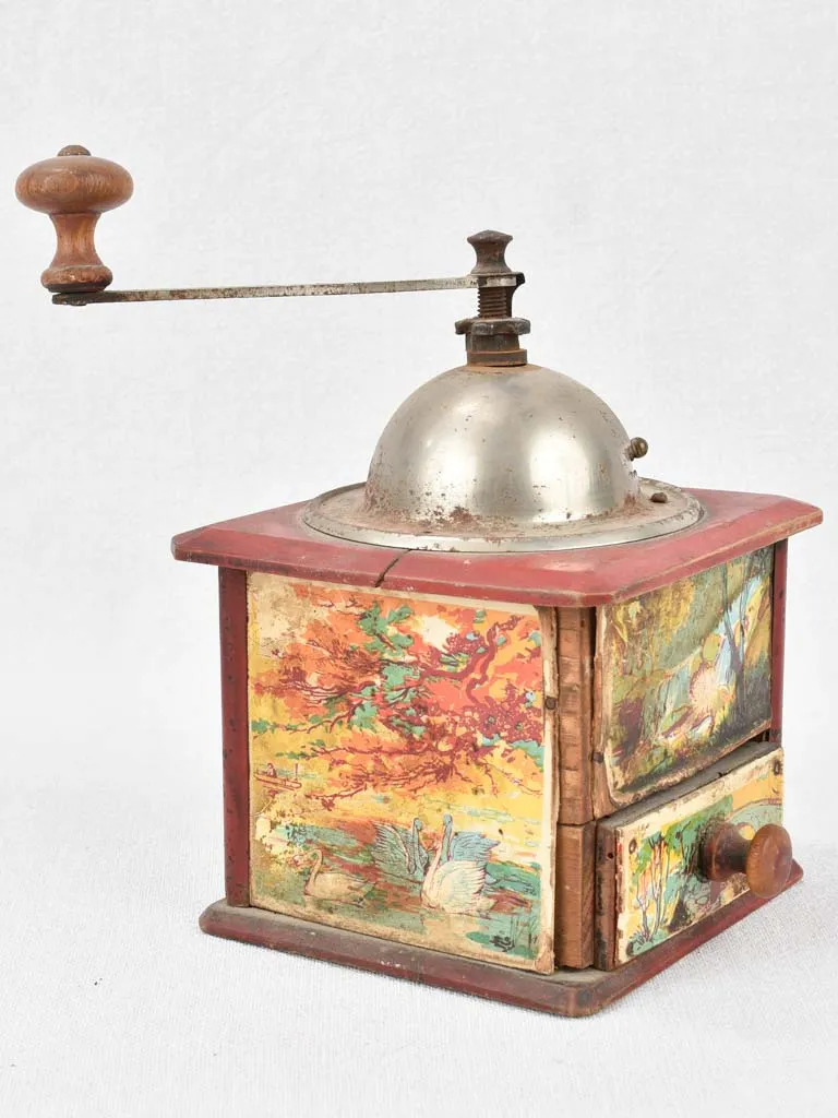 Coffee grinder, hand-painted, French, 19th-century