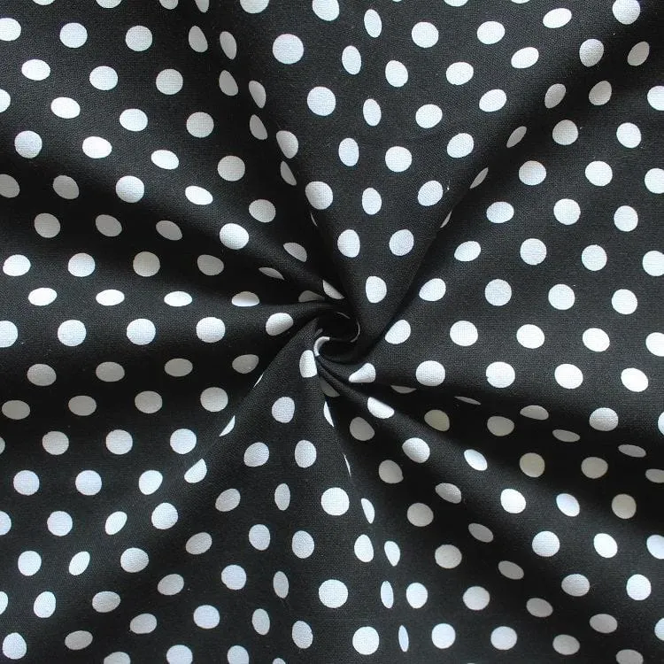 Cotton Polka Dot Black Long 9ft Door Curtains Pack Of 2