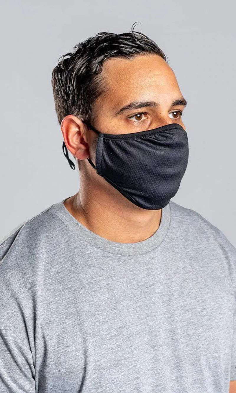 Face Mask Plain Black Combed Cotton