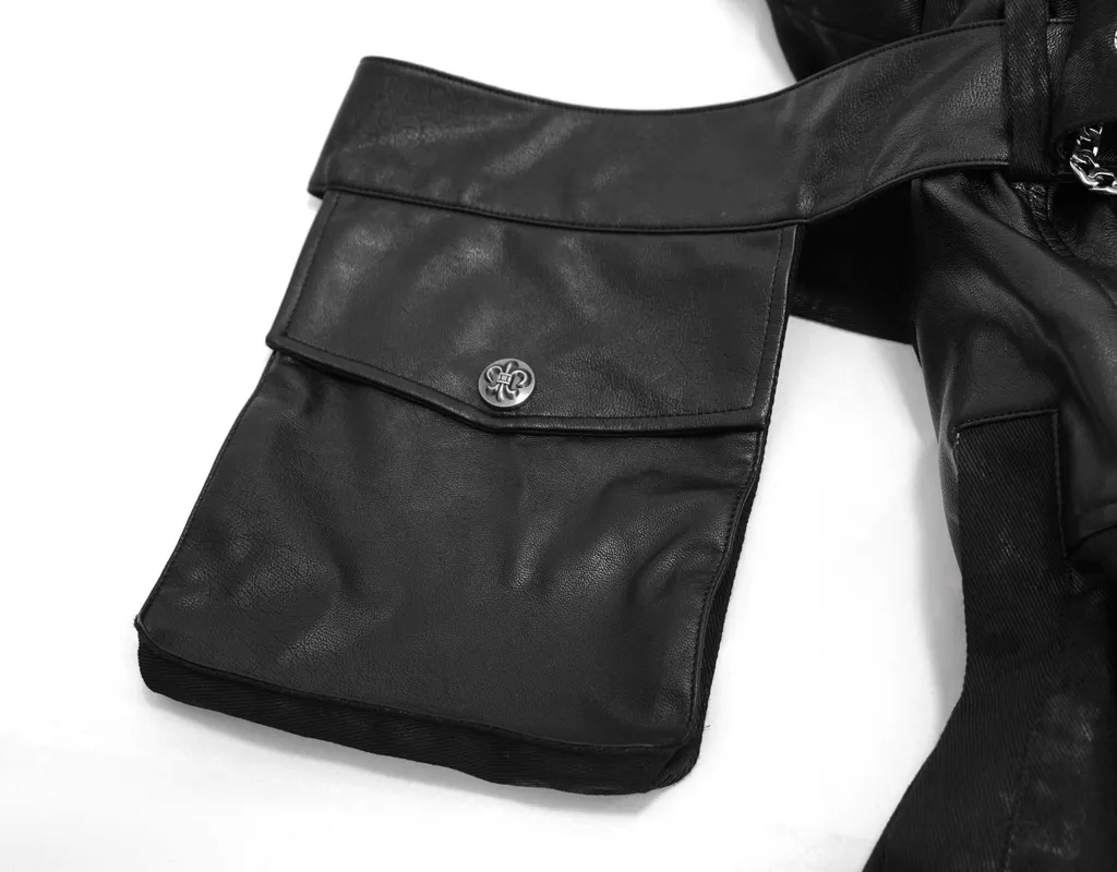Gothic Punk Long Trench Coat With Pocket / Men's Assymetrical Coat With Zipper and Buckles