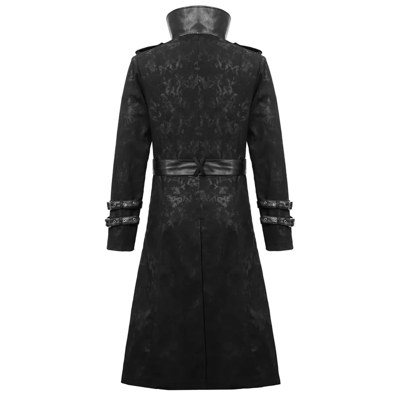 Gothic Punk Long Trench Coat With Pocket / Men's Assymetrical Coat With Zipper and Buckles