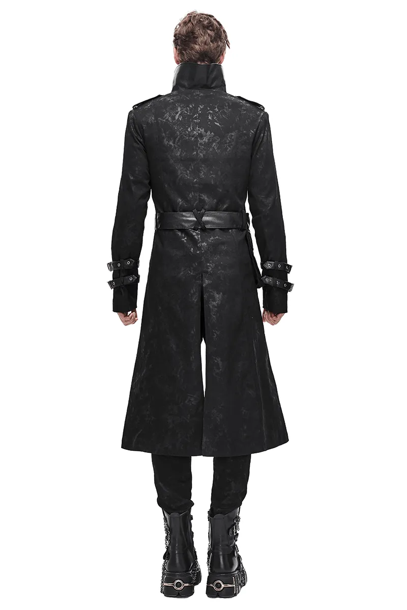 Gothic Punk Long Trench Coat With Pocket / Men's Assymetrical Coat With Zipper and Buckles