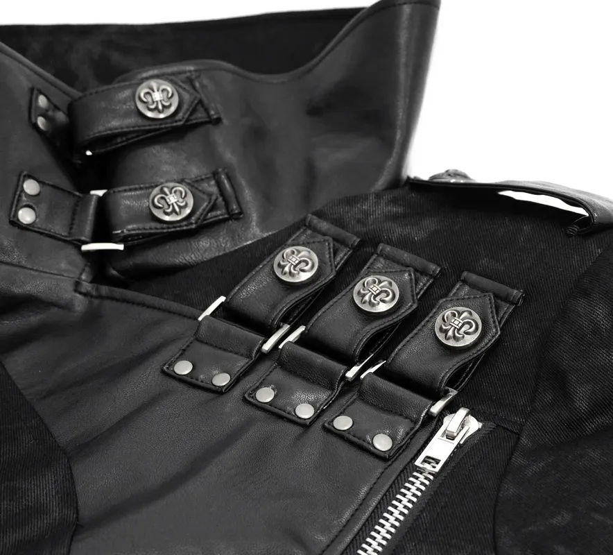 Gothic Punk Long Trench Coat With Pocket / Men's Assymetrical Coat With Zipper and Buckles