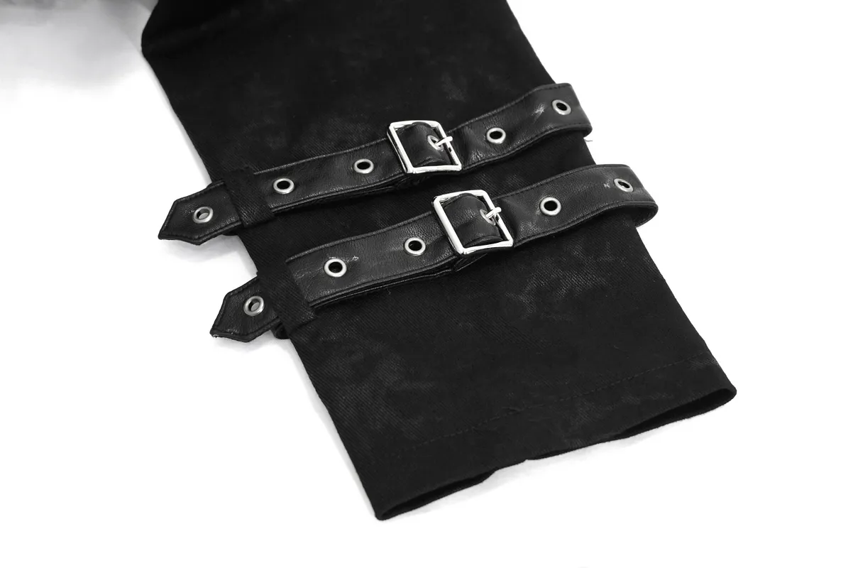 Gothic Punk Long Trench Coat With Pocket / Men's Assymetrical Coat With Zipper and Buckles