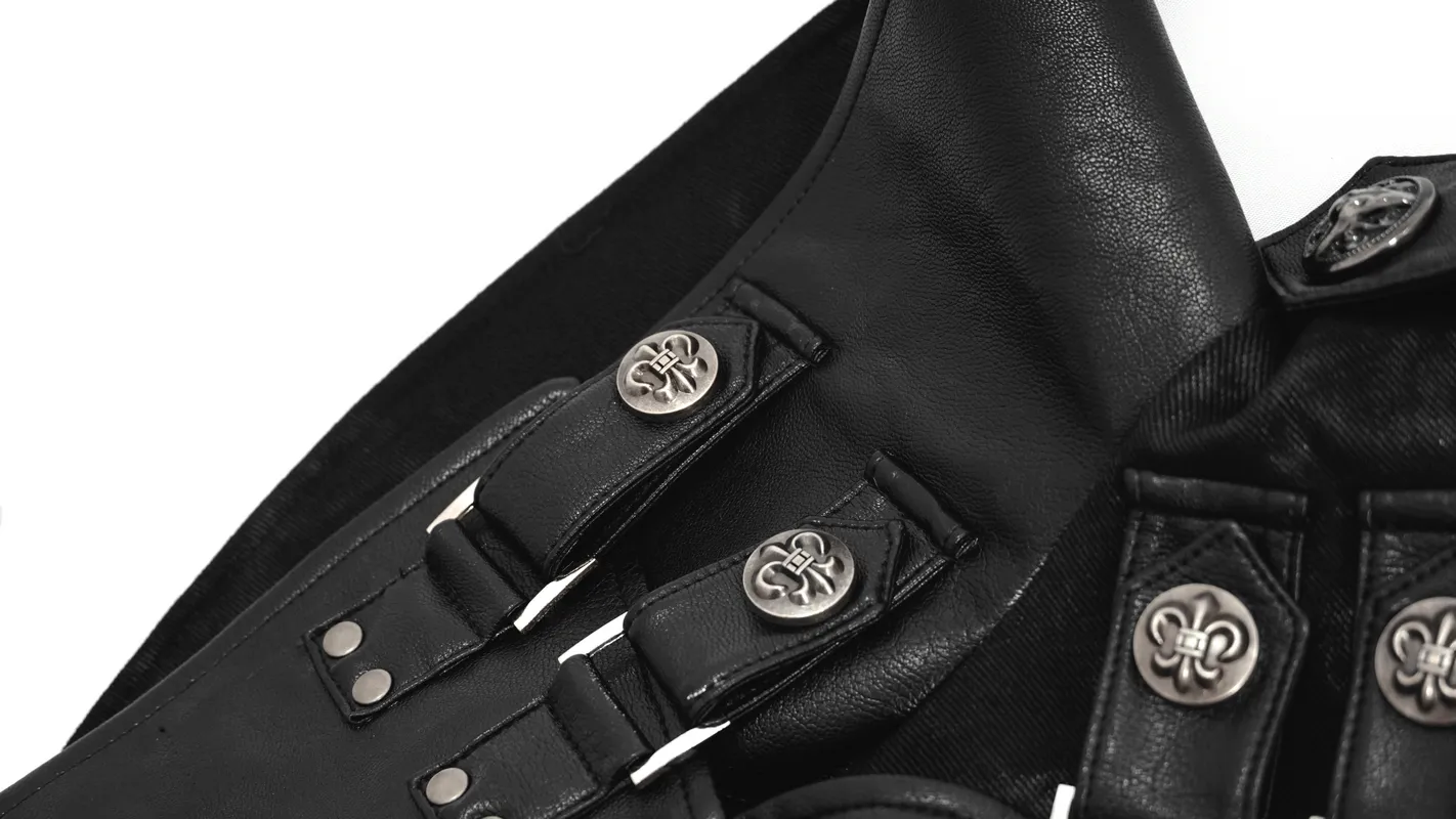 Gothic Punk Long Trench Coat With Pocket / Men's Assymetrical Coat With Zipper and Buckles
