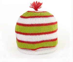 Green & Red Striped Baby Hat