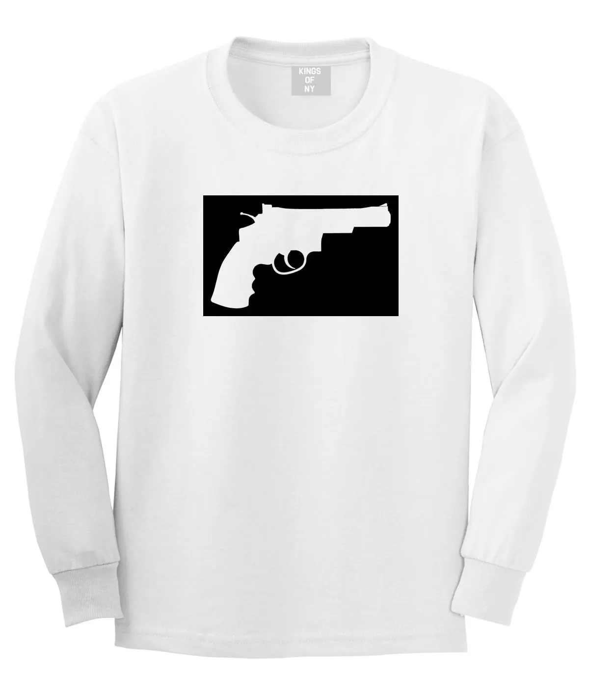 Gun Silhouette Revolver 45 Chrome Long Sleeve T-Shirt