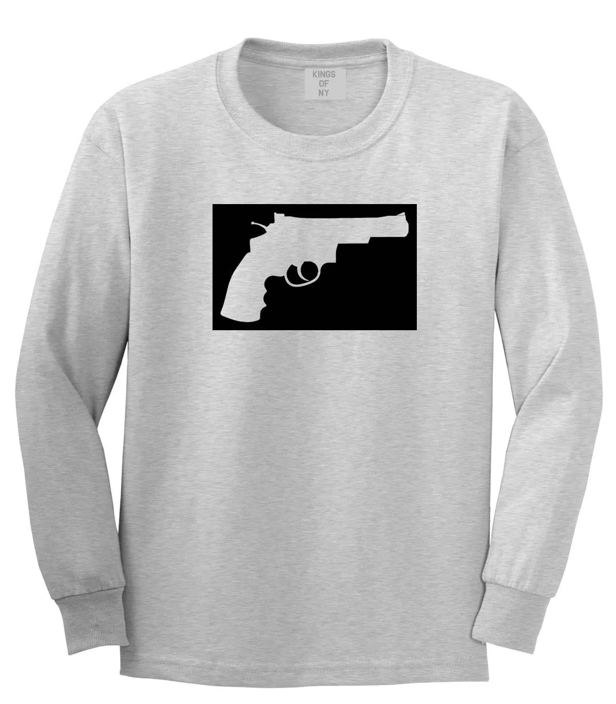 Gun Silhouette Revolver 45 Chrome Long Sleeve T-Shirt