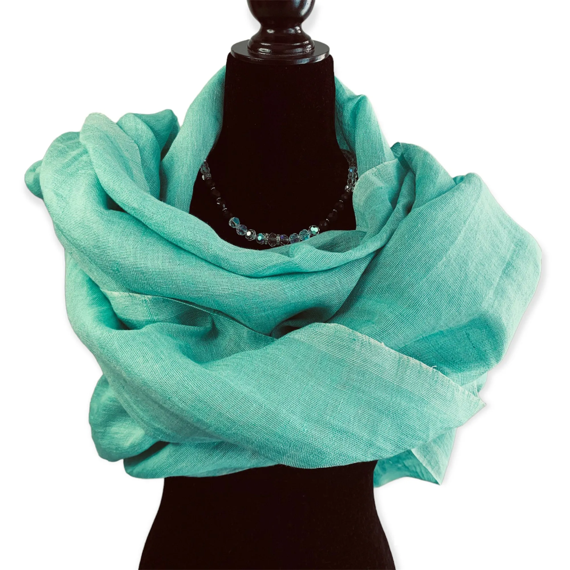 Handwoven Linen Scarf - Teal