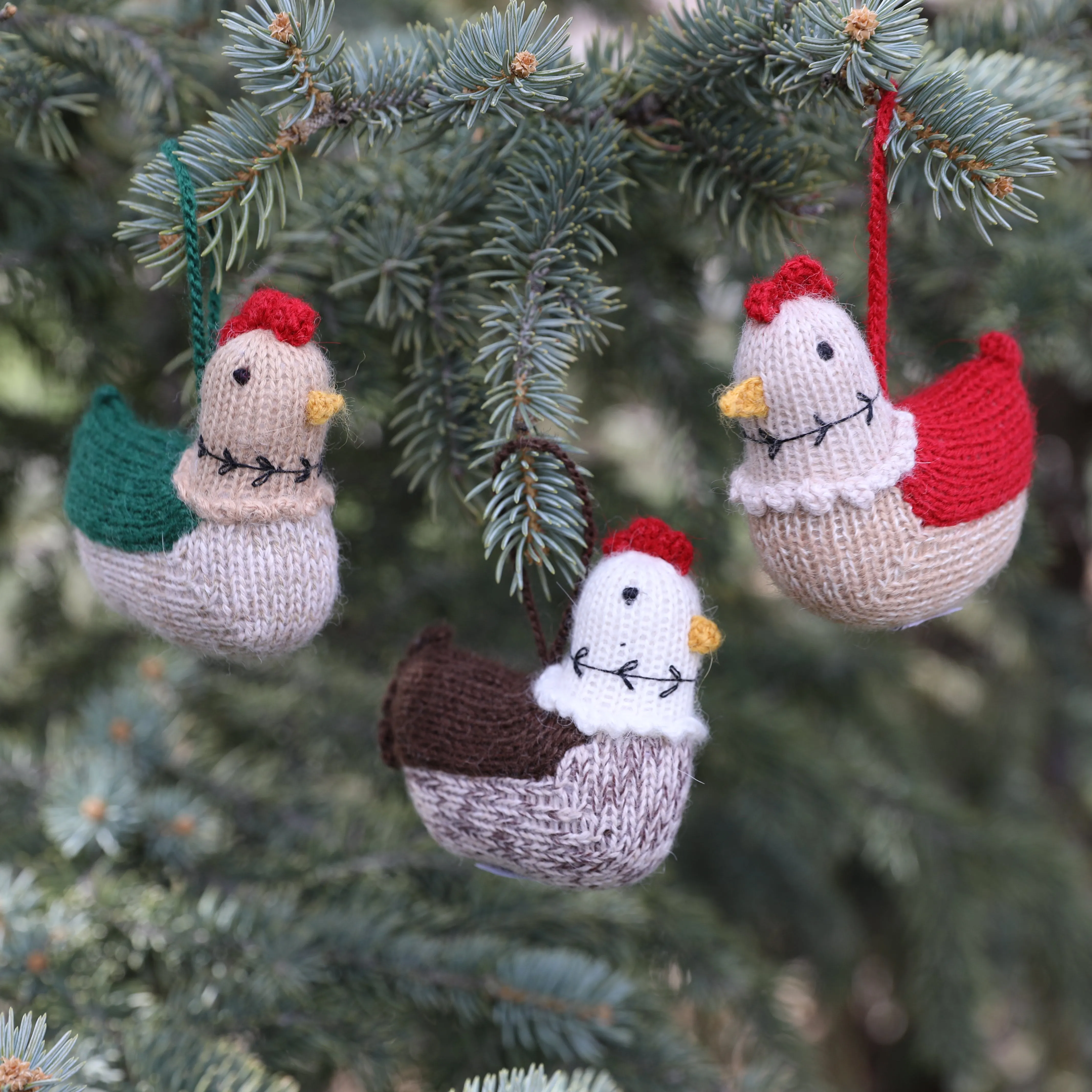 Hen Ornaments - Set Of 3