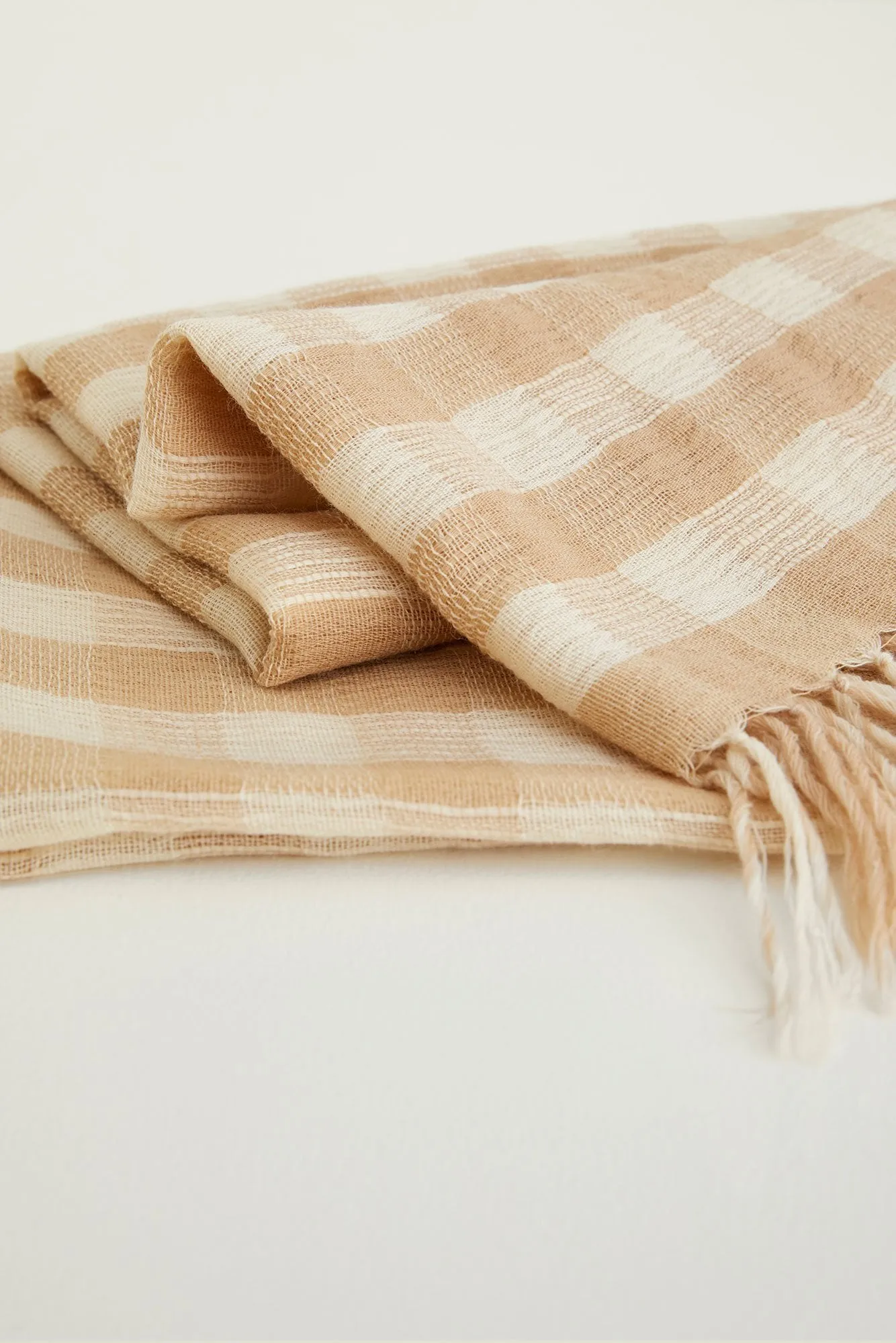 Indigo Handloom Nubby Check Scarf