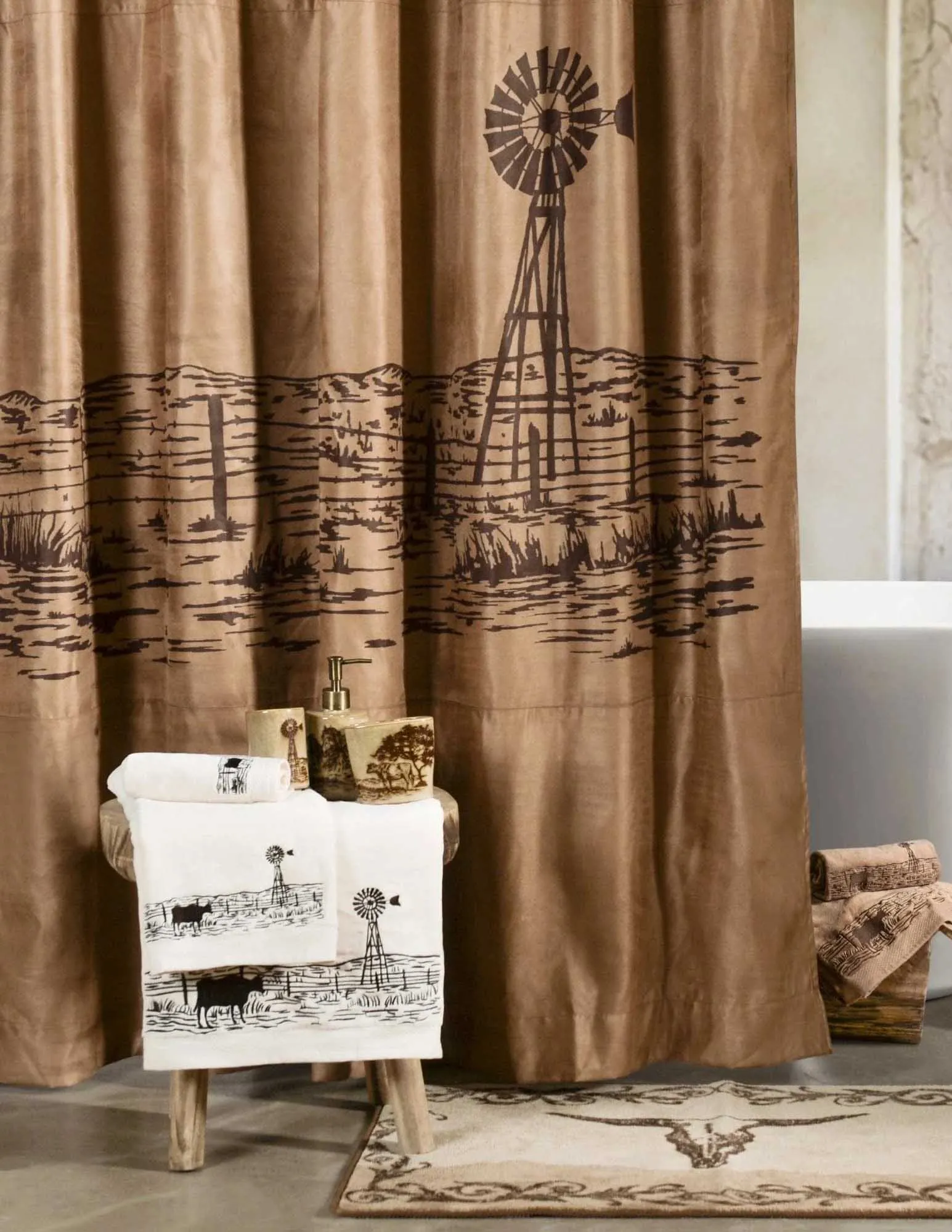 Jasper Embroidered Landscape Shower Curtain