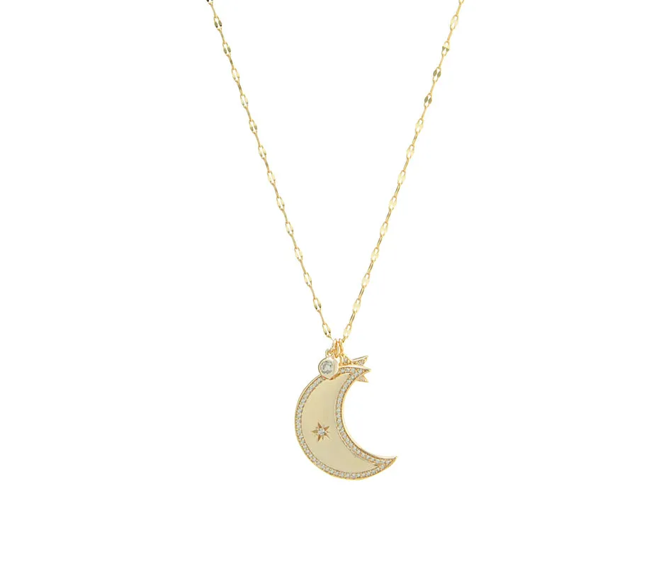 Long Chain Moon Necklace