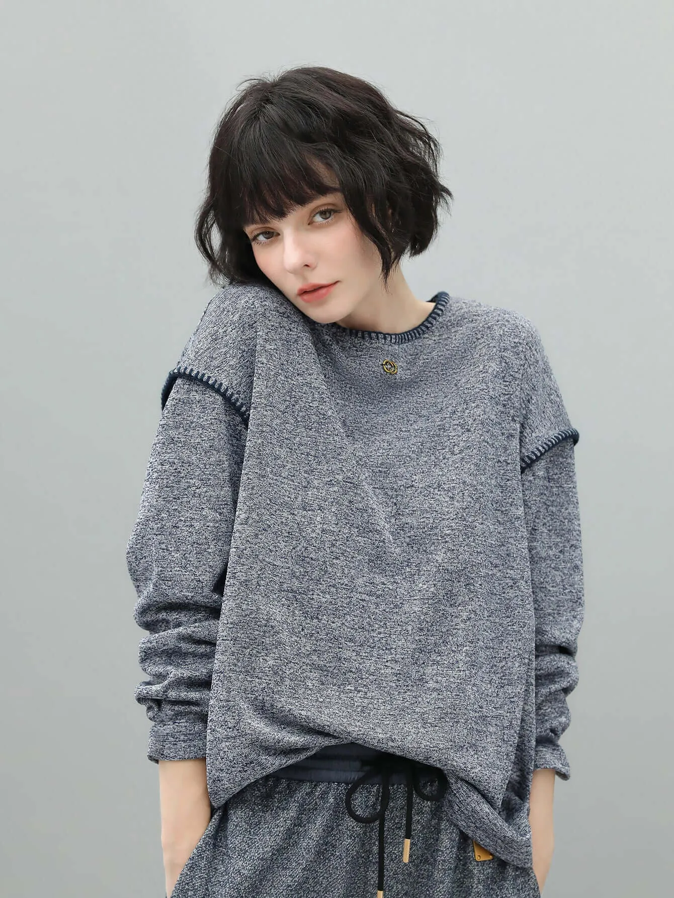 Long Sleeve Tee with Contrast Stitching