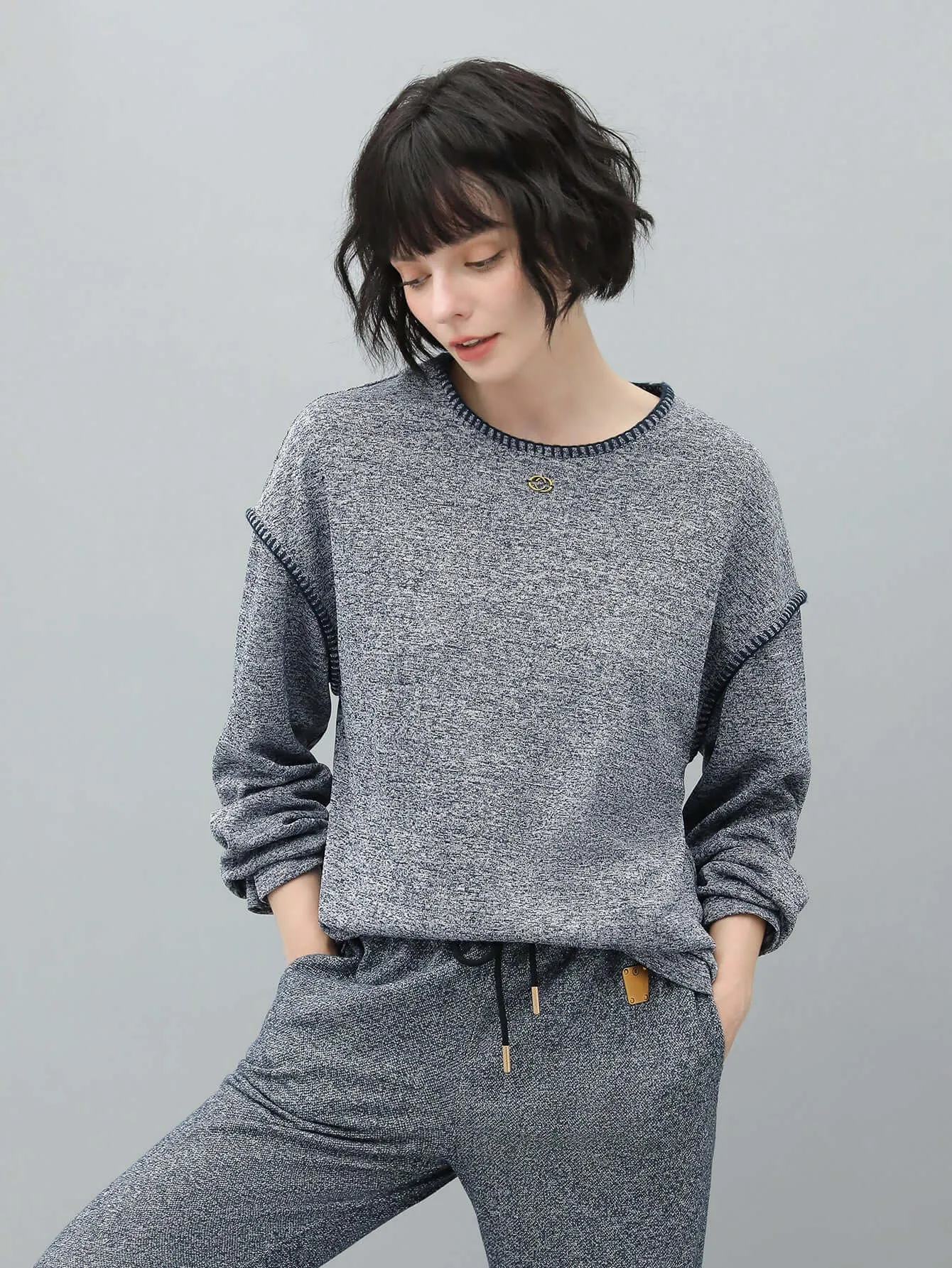 Long Sleeve Tee with Contrast Stitching