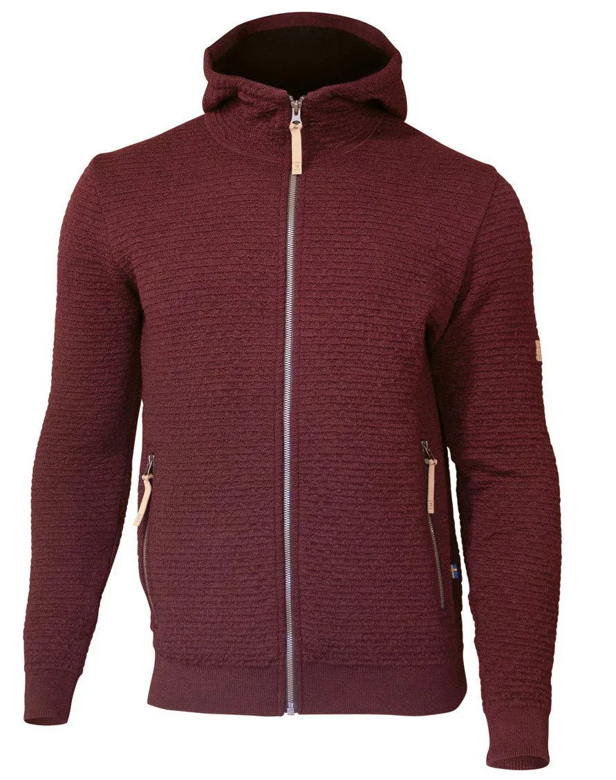 MOREL HOOD MALE, 60% FILTAD ULL, 38% LYOCELL    — RUBY WINE