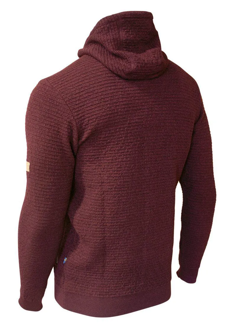 MOREL HOOD MALE, 60% FILTAD ULL, 38% LYOCELL    — RUBY WINE