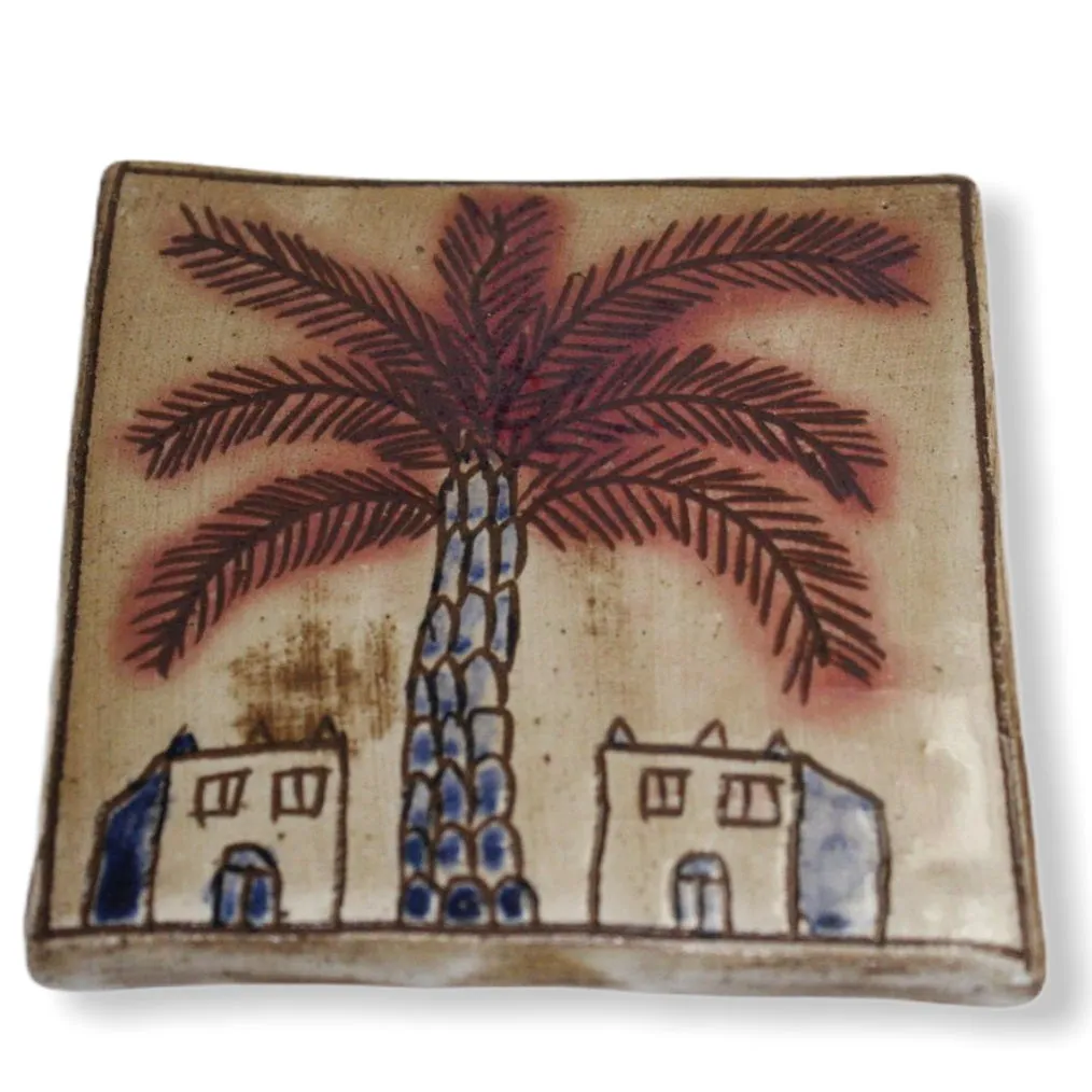 Pottery Coaster - Palm Tree & Adobe Houses