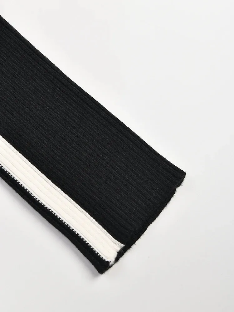Pre Order:  Contrast Stripes Zip-Up Knit Cardigan