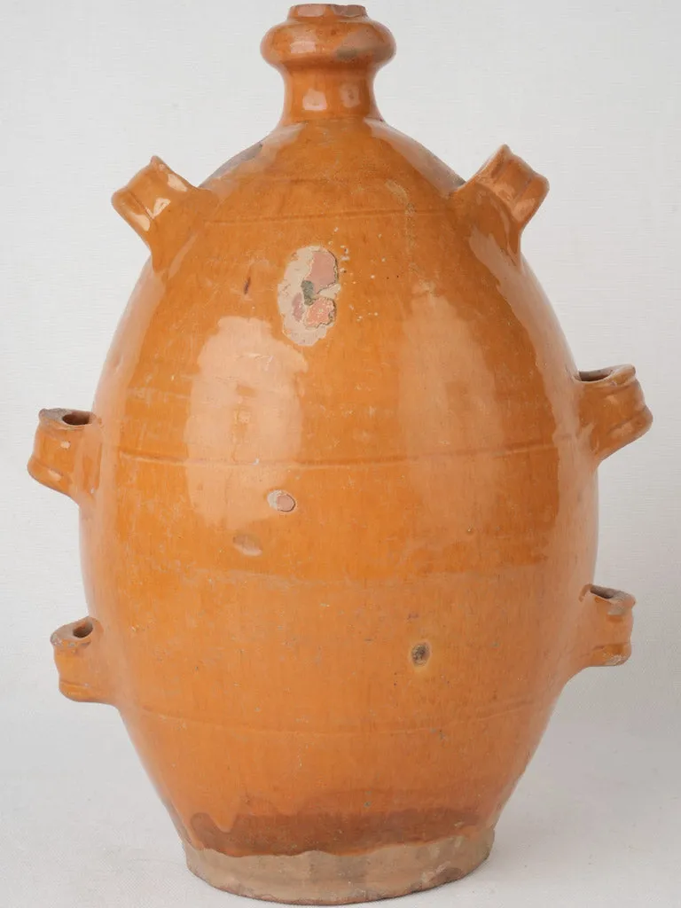 Rare Late 19th Century Six-Handled Conscience Jug with Ocher Glaze 14¼"