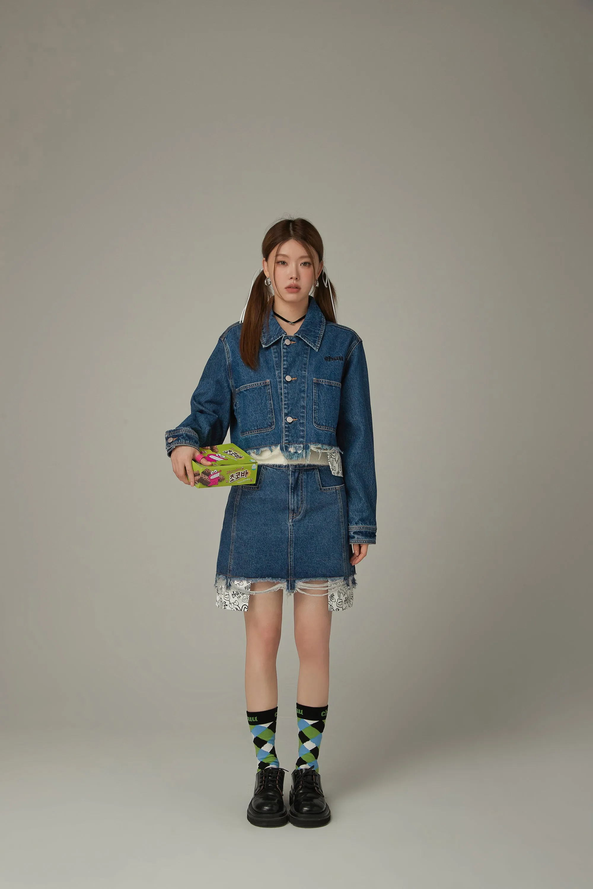 Raw Hem Denim Crop Jacket