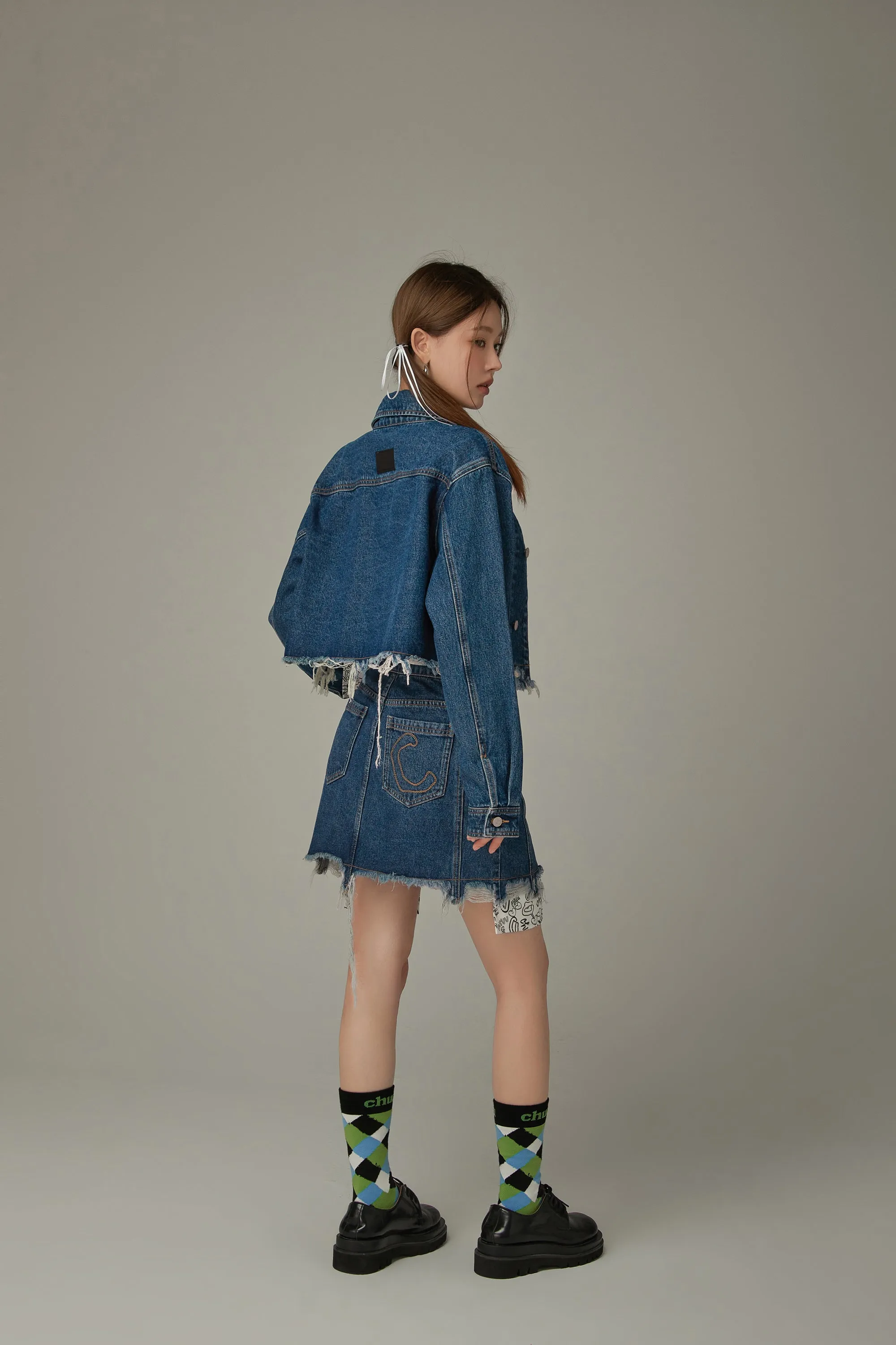 Raw Hem Denim Crop Jacket