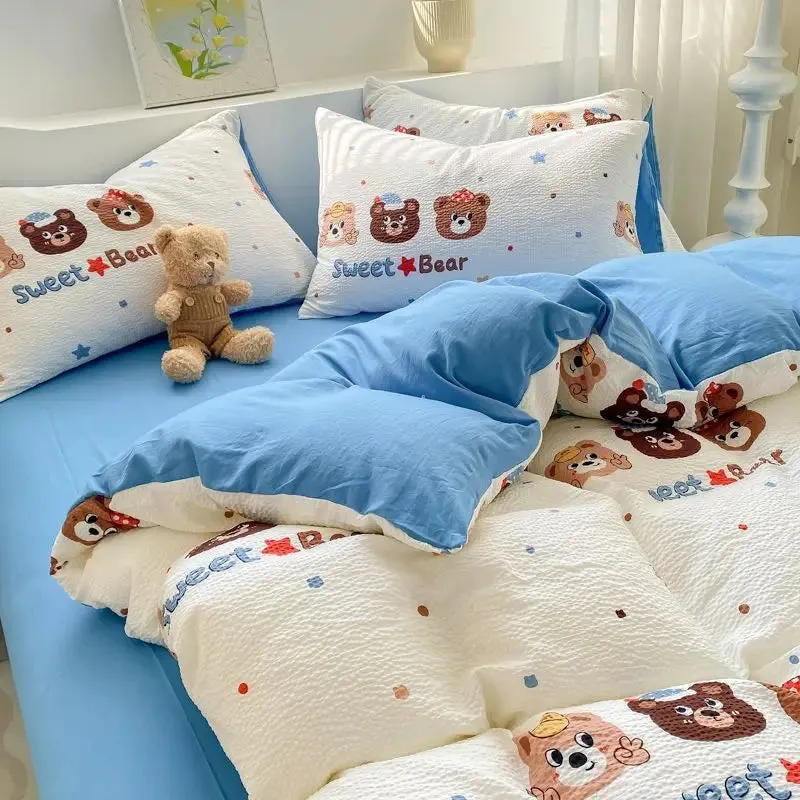 SINOTAO  -  Bedding Set Minimalist Rural Style Floral. Selsack Four PIECE Set, Washing Cotton Bed Sheets, Bed Sheets,Covers, Girl