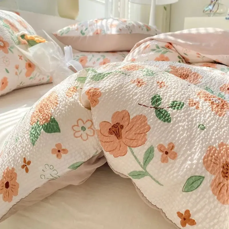 SINOTAO  -  Bedding Set Minimalist Rural Style Floral. Selsack Four PIECE Set, Washing Cotton Bed Sheets, Bed Sheets,Covers, Girl