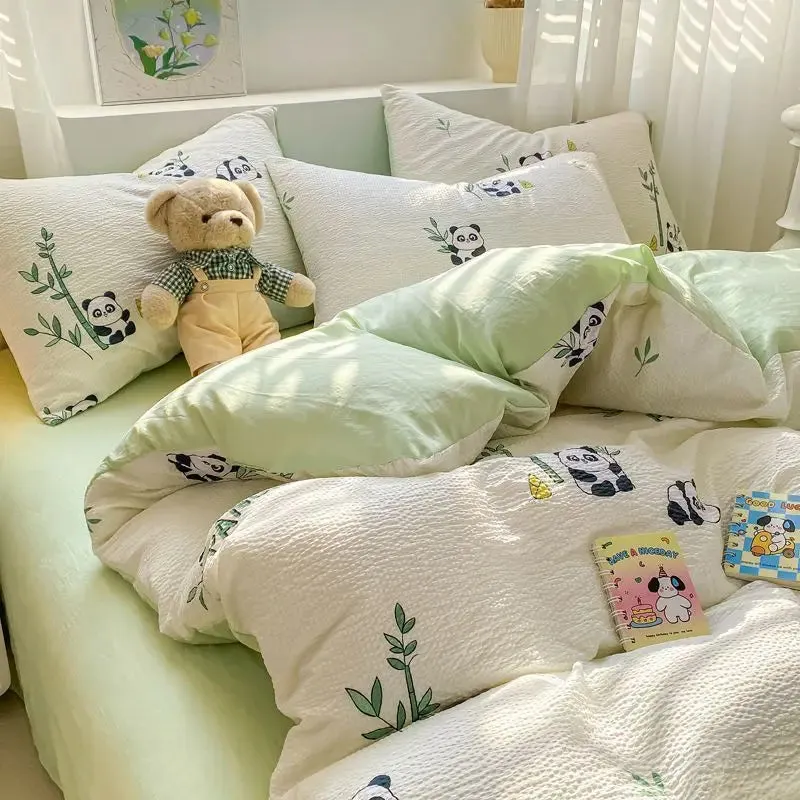 SINOTAO  -  Bedding Set Minimalist Rural Style Floral. Selsack Four PIECE Set, Washing Cotton Bed Sheets, Bed Sheets,Covers, Girl