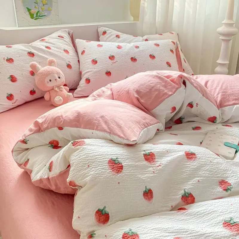 SINOTAO  -  Bedding Set Minimalist Rural Style Floral. Selsack Four PIECE Set, Washing Cotton Bed Sheets, Bed Sheets,Covers, Girl