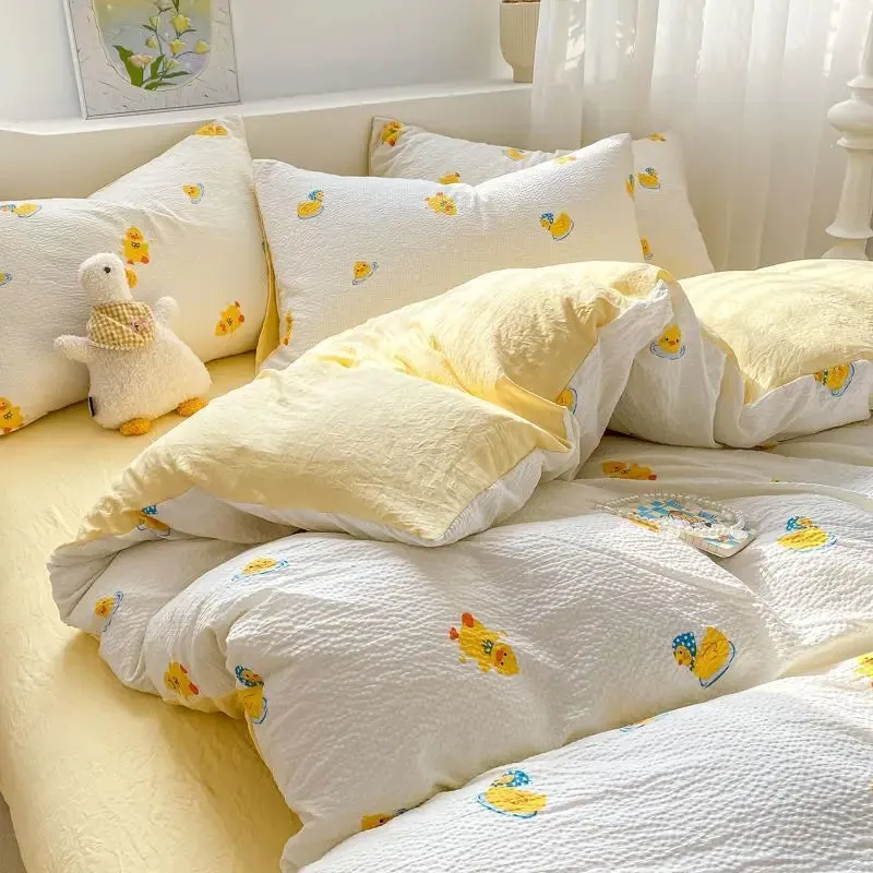 SINOTAO  -  Bedding Set Minimalist Rural Style Floral. Selsack Four PIECE Set, Washing Cotton Bed Sheets, Bed Sheets,Covers, Girl