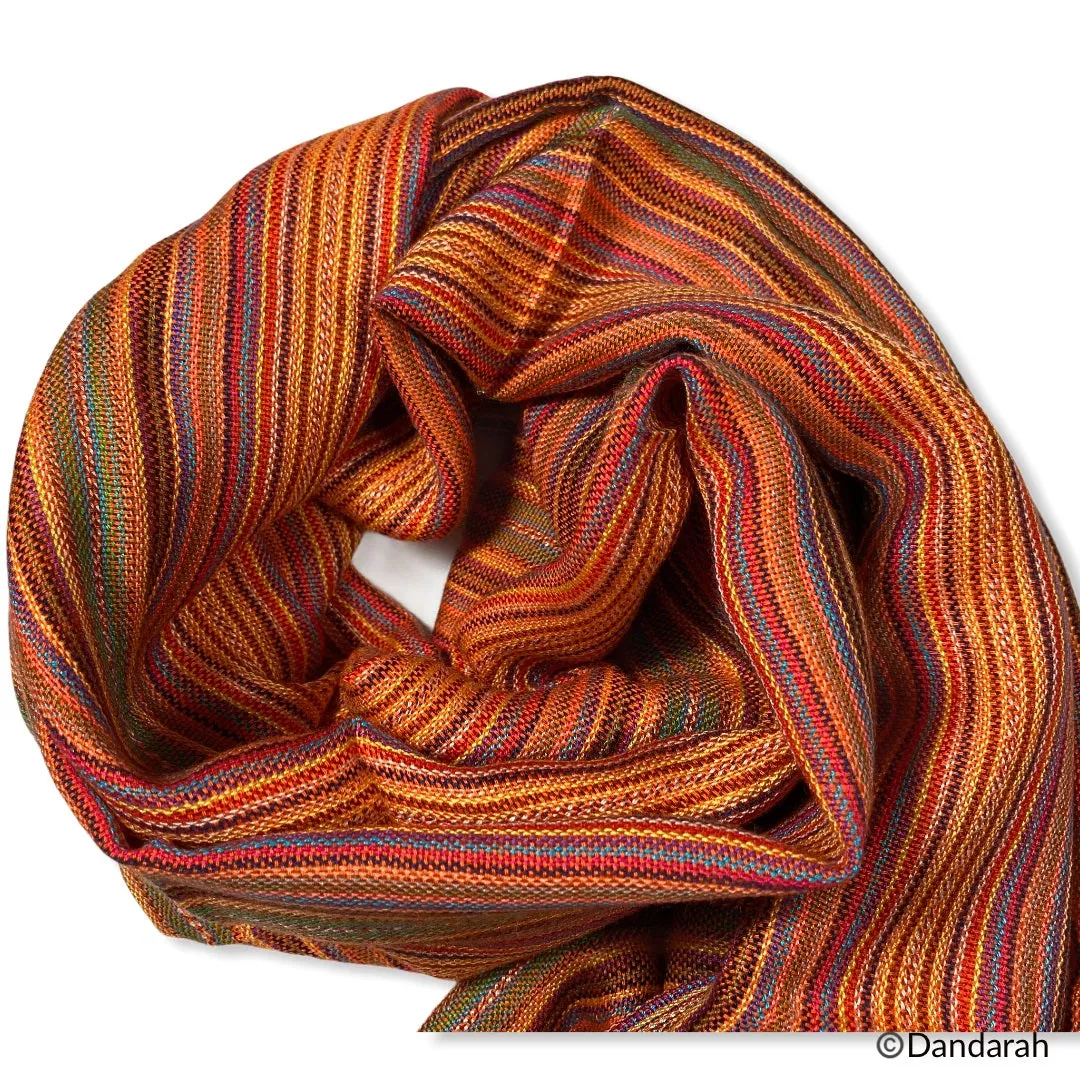 Small Striped Handwoven Scarf - Orange