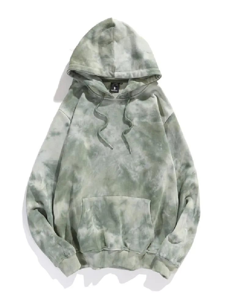 Tie Dye Long Sleeves Loose Fitting Hoodie