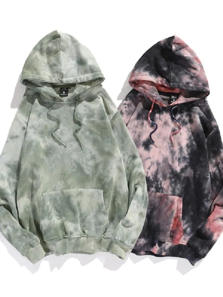 Tie Dye Long Sleeves Loose Fitting Hoodie