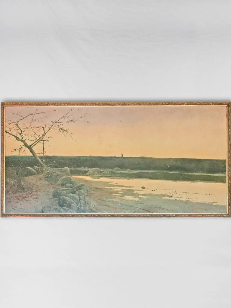 Very large 19th-century river landscape, Tomás Sans Corbella (Barcelona, 1869 – 1911) - 55 x 109½"